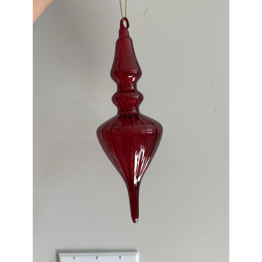 Melrose Large Red Glass Handblown Finial Drop Christmas‎ Ornament 3 Tier